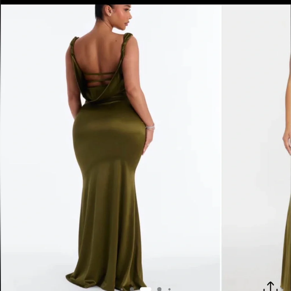 BNWT Olive Green Satin Evening Gown - Picture 4 of 4